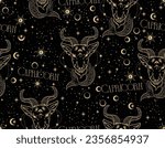Capricorn zodiac star seamless pattern. Capricorn sign symbol stars Vector EPS10 , Design for fashion , fabric, textile, wallpaper, cover, web , wrapping and all prints