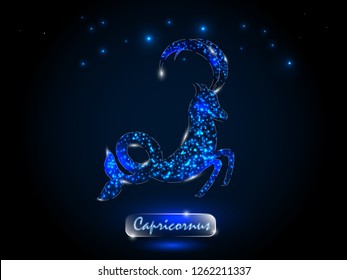 Capricorn. Zodiac symbol on a background of the starry sky. Signs of the zodiac, astrology.