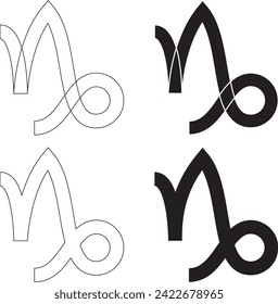 Capricorn zodiac symbol vector graphics isolated on a white background.