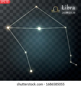 Capricorn Zodiacal constellation with bright stars. Star sign and dates of birth on deep space background. vector illustration.