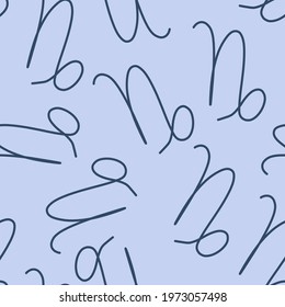 Capricorn zodian sign with constellation on the vector hand drawn illustration	, seamless pattern

