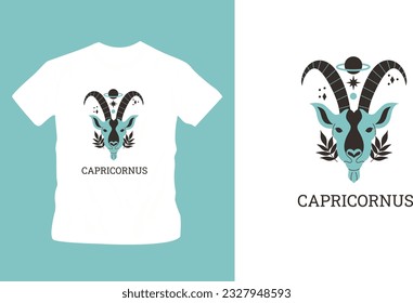 capricornus astrological sign t shirt design editable template