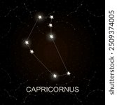 Capricornus constellation glowing in the night sky, perfect for astrology, zodiac, and celestial-themed art and designs.