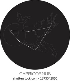Vector de constelación Capricornus en fondo negro