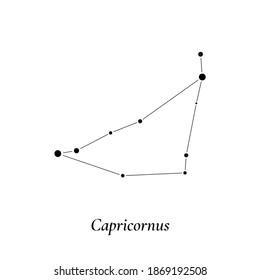 Capricornus sign. Stars map of zodiac constellation. Vector illustration