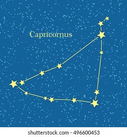 Capricornus zodiacal constellation. Represented in form of a sea goat. Horned goat. Astronomical constellation and astrological zodiac symbol. Horoscope sign of the zodiac. Western astrology concept.