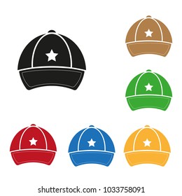 Caps, color set on background.