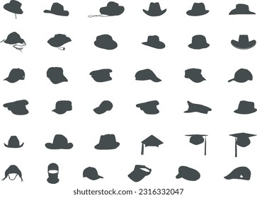 Caps and hats silhouette, Caps and hats SVG, Caps and hats clip art, Caps vector  svg