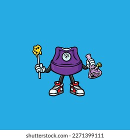caps spray vector smoking joint hold nug weed cartoon
