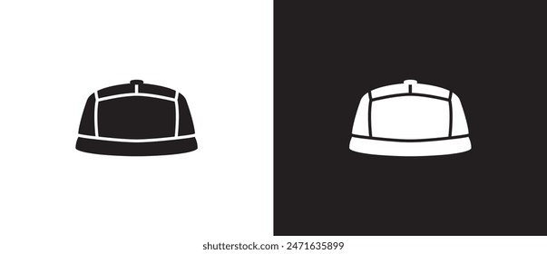 Caps vector icon, Flat icons of mens hats. Simple icons of modern hats, Summer hat, Cowboy, Menswear, Sun visor, Fashion element vector illustration on black and white background. eps 10