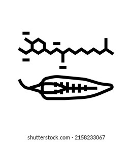 Kapseln Pfefferreihensymbol Vektorgrafik. Kapselpaprika-Pfefferschild. isoliertes Kontursymbol