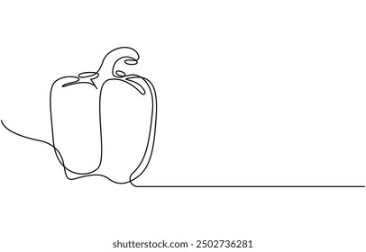 Capsicum continuous one line art drawing of vector illustration, Bell peppers one line continuous drawing. Peppers continuous one line illustration. Vector minimalist linear illustration