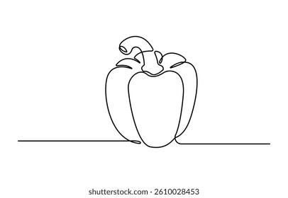Capsicum continuous one line drawing vector illustration, Continuous one line drawing of Sweet pepper bell pepper line art vector sketch illustration design,