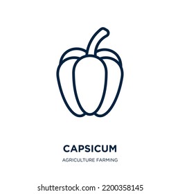 Capsicum Icon From Agriculture Farming And Gardening Collection. Thin Linear Capsicum, Chili, Pepper Outline Icon Isolated On White Background. Line Vector Capsicum Sign, Symbol For Web And Mobile