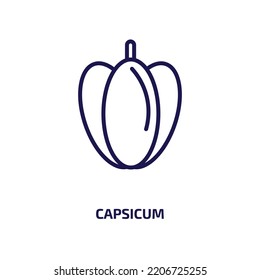 Capsicum Icon From Agriculture Farming And Gardening Collection. Thin Linear Capsicum, Pepper, Vegetable Outline Icon Isolated On White Background. Line Vector Capsicum Sign, Symbol For Web And Mobile