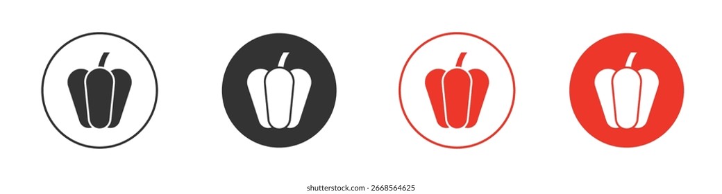 Icono de pimiento. Iconos de vector de estilo negro. Símbolo de signo aislado