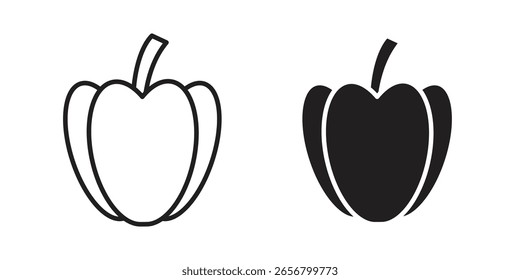 Capsicum-Symbol, Umriss-Vektorzeichen, lineares und stetiges Piktogramm einzeln auf Weiß.