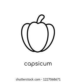 Capsicum Icon. Trendy Modern Flat Linear Vector Capsicum Icon On White Background From Thin Line Agriculture, Farming And Gardening Collection, Outline Vector Illustration