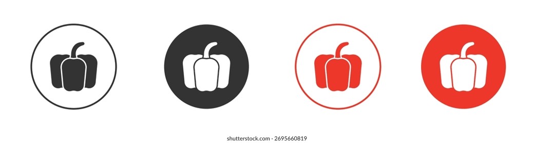 Colección de Vector de ícono de pimiento. Ilustraciones de Vector