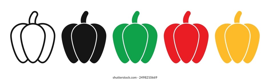 capsicum iconicon vector collection in outlined and solid style