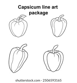 Capsicum Line art package vector