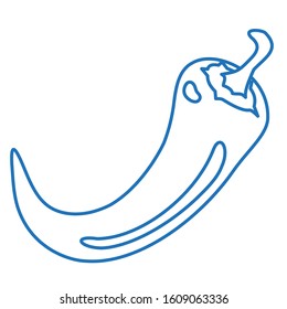 capsicum, сhilli, paprika or chilly, blue linear icon on white isolated background