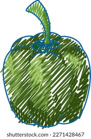 Capsicum pencil colour child scribble style illustration