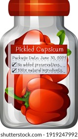 Capsicum preserve in glass jar illustration