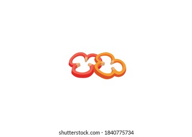 Capsicum Rings bell pepper vector illustration isolated on white Background