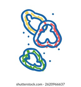 capsicum slice food cut doodle icon sketch vector. capsicum slice food cut sign. isolated symbol illustration