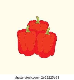 Ilustración de dibujos animados de diseño plano de verduras de pimiento