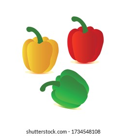 Capsicum (yellow, red, green).  capsicum vector on eps 10