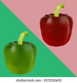 Capsicums vector on red and green screen background