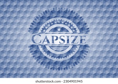 Capsize blue polygonal emblem. Vector Illustration. Detailed. 