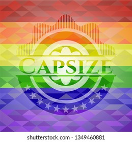 Capsize on mosaic background with the colors of the LGBT flag