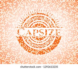 Capsize orange tile background illustration. Square geometric mosaic seamless pattern with emblem inside.