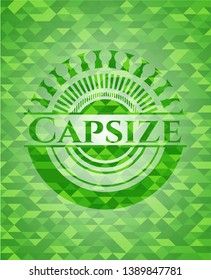 Capsize realistic green emblem. Mosaic background. Vector Illustration. Detailed.