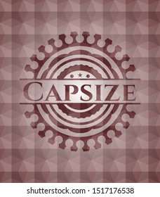 Capsize red badge with geometric pattern. Seamless.