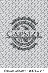 Capsize silver emblem or badge. Scales pattern. Vector Illustration. Detailed.