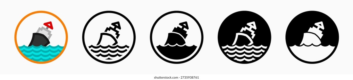 Capsizing Icons: vector illustration of ship capsizing icons with white background