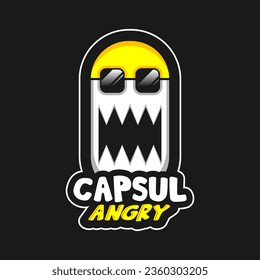 Capsul Angry Mascot Sport Logo Vector Template