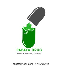 Capsul papaya logo design template illustration. there are papaya and capsul. this is good for medical, nature, tree etc