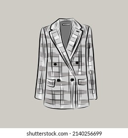 Vestuario básico para una mujer. Minimalismo. Moda. Gran armario. Armario con un juego de ropa en perchas y bolsas. Objetos vectoriales aislados.