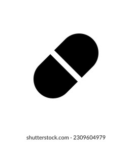 Capsule black glyph ui icon. Oral medication. Pill prescript. Remedy in shell. User interface design. Silhouette symbol on white space. Solid pictogram for web, mobile. Isolated vector illustration