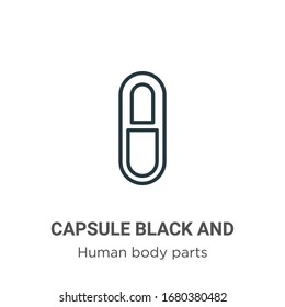 Capsule black and white variant outline vector icon. Thin line black capsule black and white variant icon, flat vector simple element illustration from editable human body parts concept isolated 