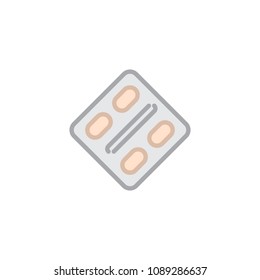 Capsule blister pack flat icon, vector sign, colorful pictogram isolated on white. Medicine pills symbol, logo illustration. Flat style design