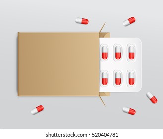Capsule in Blister Pack : Vector Illustration