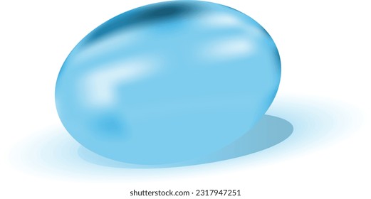 Capsule blue oval bubble isolated on transparent background.
