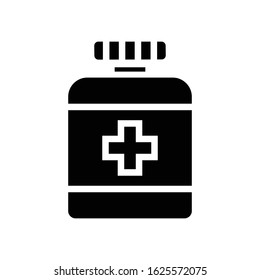 Capsule bottle glyph icon vector illustration logo template for many purposes. Isolated on white background.