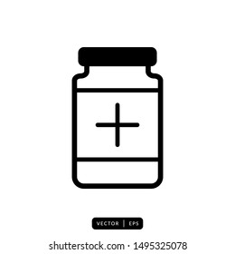 Capsule Bottle Icon Vector - Sign or Symbol